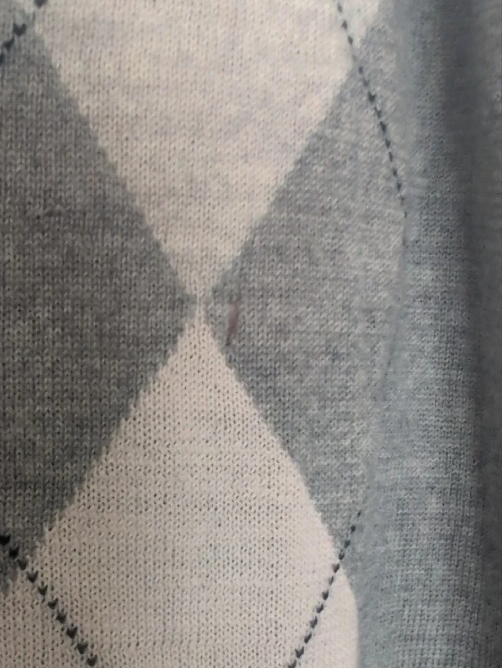J. Crew Gray Argyle V-Neck Sweater
